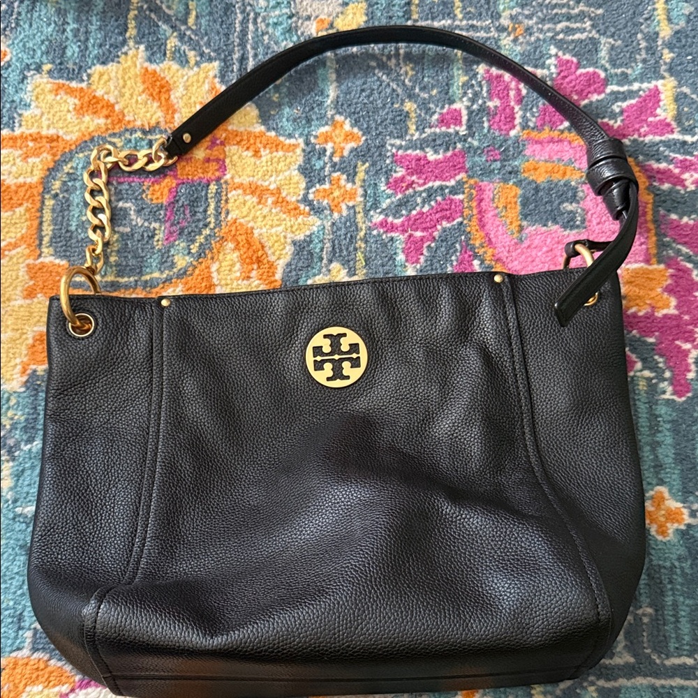 Tory Burch Black and Gold Shoulder Bag